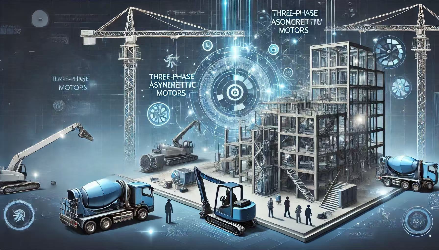 How can the construction industry improve the efficiency  with the help of three-phase asynchronous 